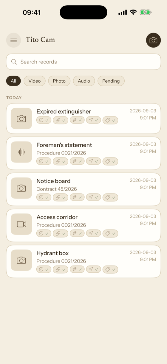 The list of records, each card showing which layers it carries.